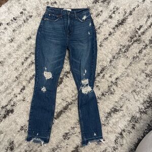 High-Rise Distressed Dark Blue Women's Jeans